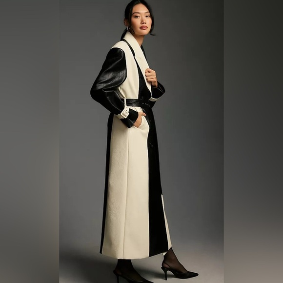 NWT Ronny Kobo Baylor Faux Leather Trench Coat. Size Large. - Picture 7 of 15